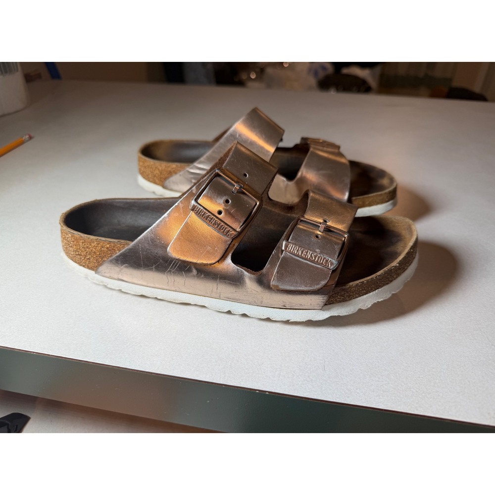 Birkenstock Arizona Metallic Copper Rose Gold Sandals Womens 8